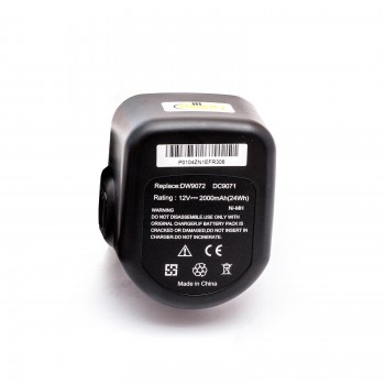 Akumuliatorius DeWalt DC9071, DE9037, DE9072, DE9074, DE9075, DE9086, DE9274, DE9501, DW9071, DW9072 12V 2.0Ah NiMH, skirtas DeWalt elektriniams įrankiams