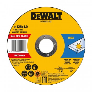 DeWalt plonas greito pjovimo nerūdijančio plieno diskas 125X1X22,23 mm - 10 vnt. DT43972-QZ