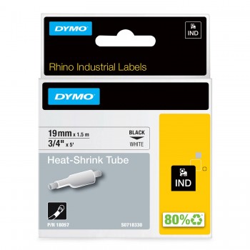 DYMO Rhino Thermal caurule 19 mm x 1,5 m / melns uz balta (18057)