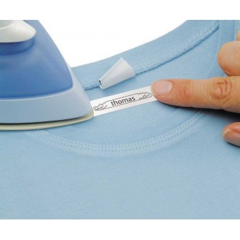 DYMO LetraTag Iron-on Juostelė 12mm x 2m / juodas ant baltos (S0718850) – drabužių ženklinimui
