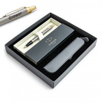 Parker IM Brushed Metal GT tušinukas su graviravimu - 1931670 / dėklas / dovanų rinkinys