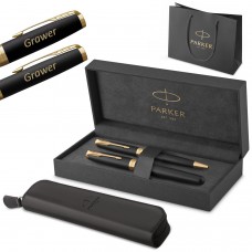 Parker Sonnet Black GT plunksnakotis ir tušinukas su graviravimu / dėklas ir maišelis Dovanų rinkinys