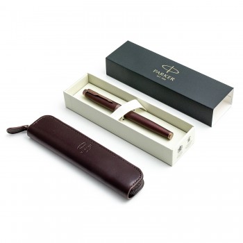 Parker Monochrome Burgundy Tušinuko rinkinys su užsegamu dėklu