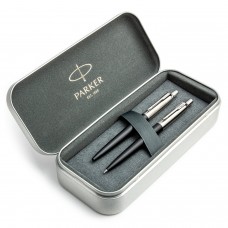 Parker Jotter Bond Street Black CT tušinuko ir pieštukų rinkinys metalinėje dėžutėje
