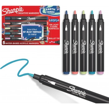 Sharpie akrilinių žymeklių rinkinys 10 vienetų Earth Colours su dažų maišeliu