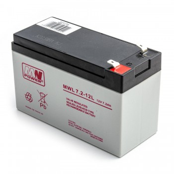 Akumuliatorius AGM MW Power MWL 7-12L 12V 7,2Ah iki UPS APC, Ever, Fideltronik, Eatonoms Powerware, Aliarmui