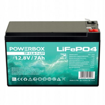 „LifePO4 Powerbox 7-12.8“ akumuliatorius, 12,8 V, 7 Ah, skirtas UPS, kemperiams, jachtoms, valtims, motoroleriams, keturračiams