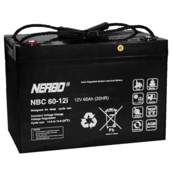 NERBO NBC 60-12i 12V 60Ah - AGM Akumuliatorius, nereikalaujantis priežiūros, skirtas cikliniam darbui
