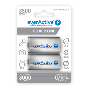 Akumuliatorius everActive R14 / C NiMH 1,2V 3500 mAh paruoštas naudoti 2B