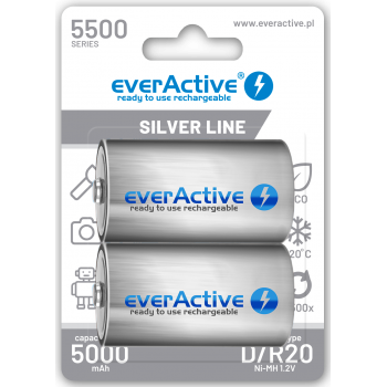 Akumuliatorius everActive R20 / D NiMH 1,2V 5500 mAh paruoštas naudoti 2B