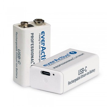 EverActive 6F22/9V ličio jonų akumuliatorius 9V 550 mAh su USB TYPE C